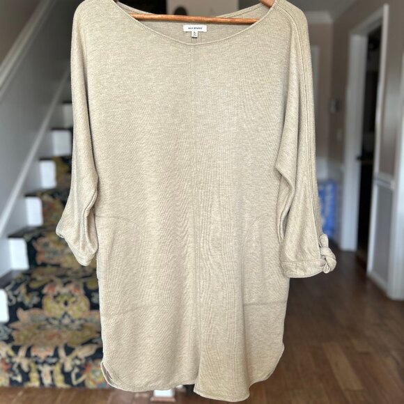 Max Studio Beige Double Knit Super Soft Sweatshirt Dress with Pockets Size Large - Picture 2 of 12